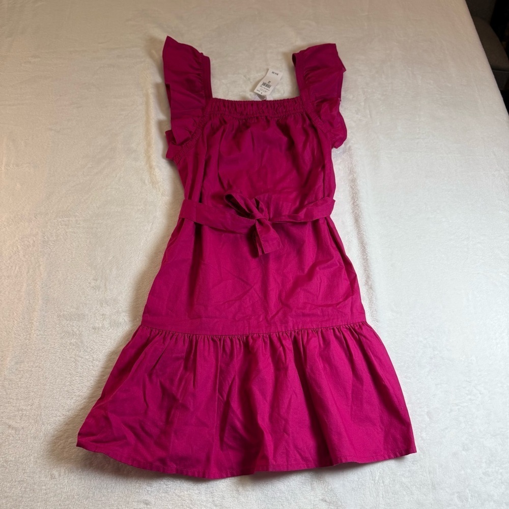 NWT GAP Fuchsia Kids Dress with Ruffle Sleeves - Picture 1 of 4